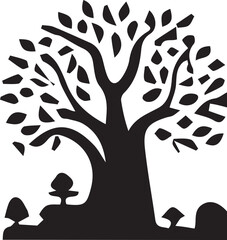 silhouette of a tree in the night