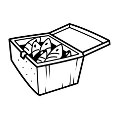 Fish crate icon in hand drawn style