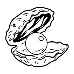 A hand draw icon of pearl oyster