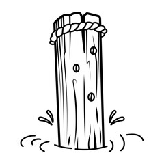 Dock post icon in hand drawn style