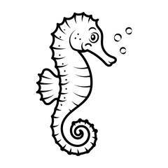 Seahorse icon in hand drawn style