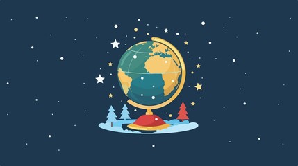 Fototapeta premium Festive Christmas Globe Flat Vector Illustration