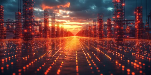 Fototapeta premium Conceptual illustration of complex global value chains in international trade and supply systems