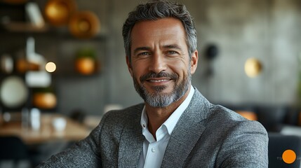 Obraz premium Smiling mature man in a blazer.