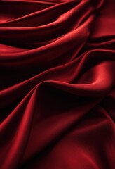 Obraz premium close view luxurious rich red fabric creating beautiful swirls table emphasizing texture color vibrancy, textile, surface, detail, pattern, design, luxury