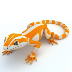 Obraz premium Orange and white gecko, curled tail, cute reptile.