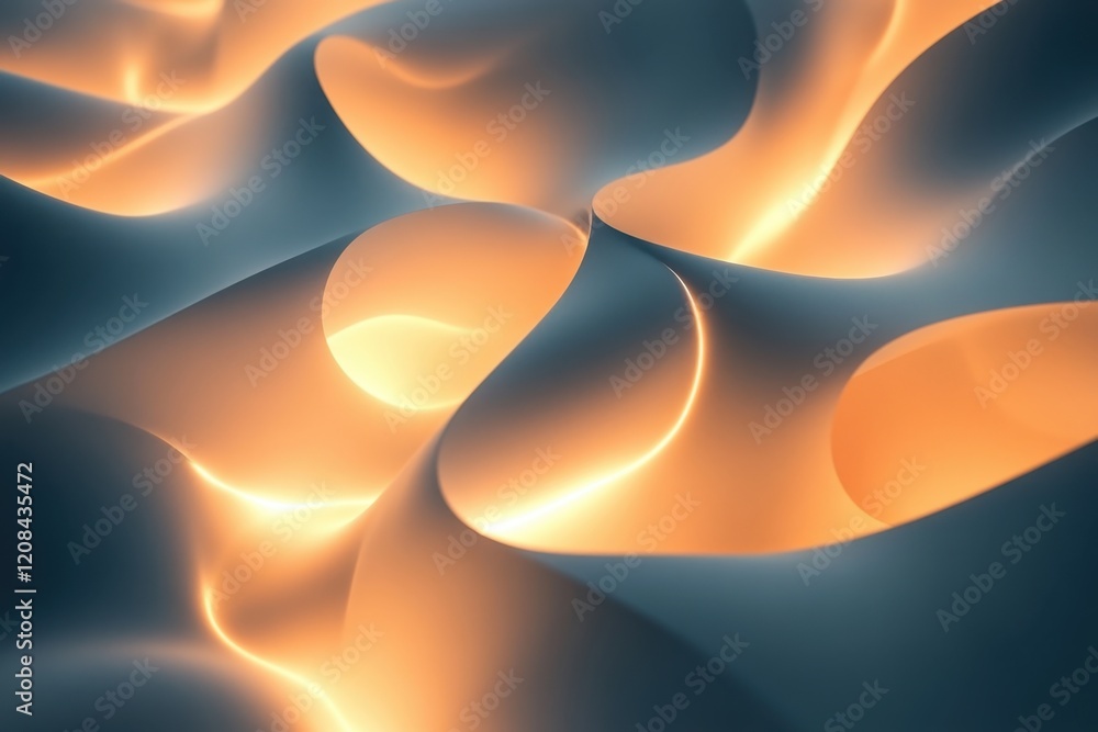 Poster abstract patterns of glowing curves create a captivating visual effect at dusk