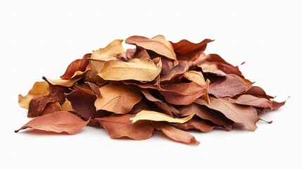 Pile of Colorful Autumn Leaves Isolated on a White Background