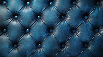 Fototapeta premium A luxurious blue tufted leather texture with detailed stitching and buttons, ideal for backgrounds, upholstery designs, and premium product concepts.