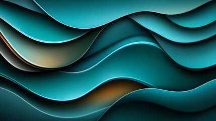 Abstract Teal Wave Pattern: A Serene Digital Artwork