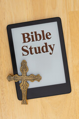 Bible Study on ereader with cross