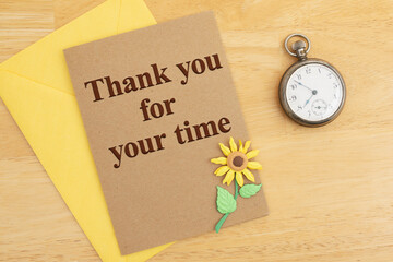 Thank You For Your Time Greeting Card with Vintage Pocket Watch