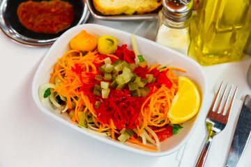 Healthy salad with seasonal vegetables, popular winter dish