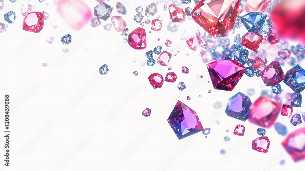 Poster realistic rhinestone design with sparkling facets and lines
