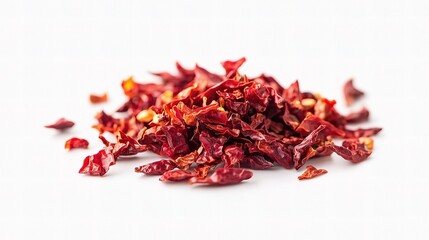 Isolated Red Chili Pepper Flakes on White Background for Culinary Use