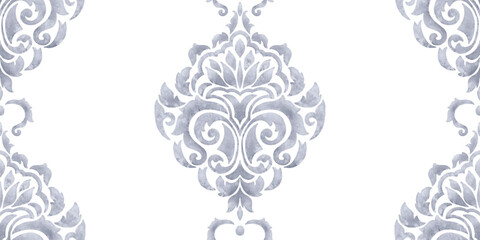 Damask seamless pattern element. Vector classical luxury old fashioned damask ornament, royal victorian seamless texture for wallpapers, textile, wrapping. Vintage exquisite floral baroque template.