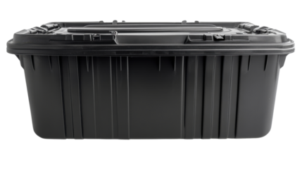 black garbage bin isolated on white background 