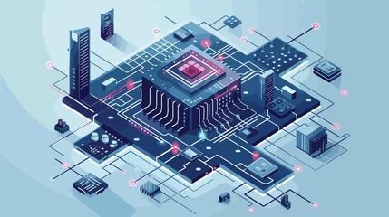 Electric Circuit Software Flat Vector Illustration