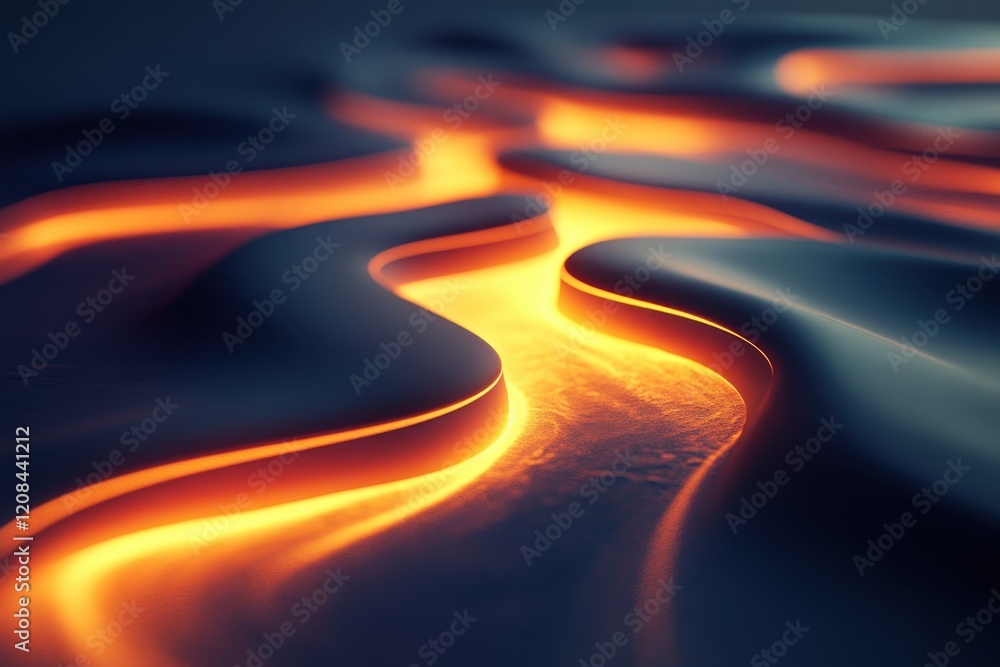 Aufkleber flowing lava creates glowing patterns on a dark surface in this mesmerizing visual display