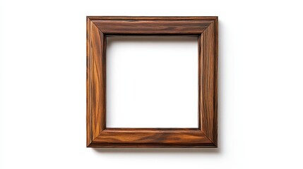 Elegant wooden frame with intricate grain pattern on white background