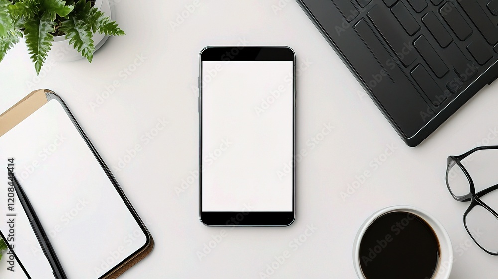 Poster minimalist smartphone mockup with blank display for design projects