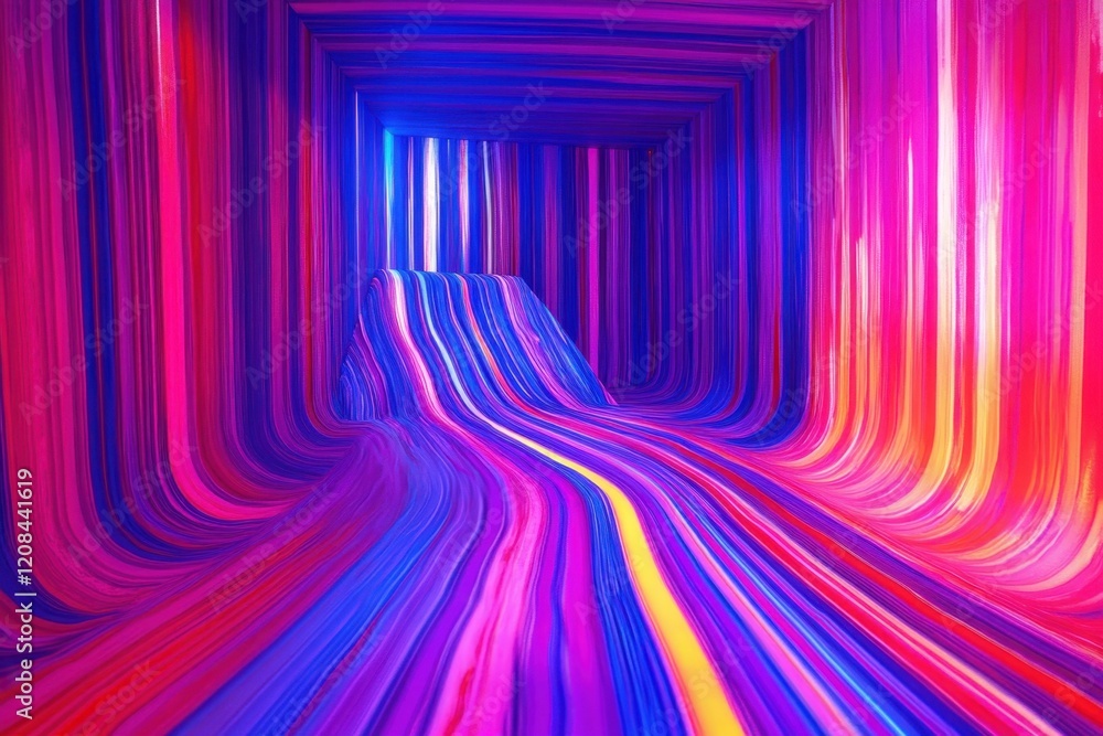 Poster vibrant abstract tunnel with colorful streaks in a mesmerizing light display