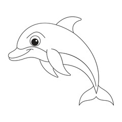 Simple Dolphin Outline Vector in Clean Line Art Design