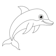 Simple Dolphin Outline Vector in Clean Line Art Design
