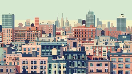 Fototapeta premium Modern City Urban Building Flat Vector Illustration