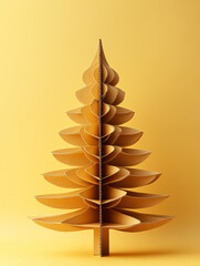 Cardboard tree on a yellow background.