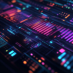 Fototapeta premium Futuristische Musikvisualisierung mit bunten, leuchtenden Grafiken