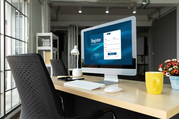Fototapeta premium Online registration form for modish form filling on the internet website