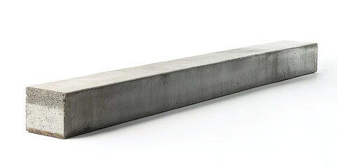 A long, straight concrete beam against a white background, side view, product photography, hyperrealistic
