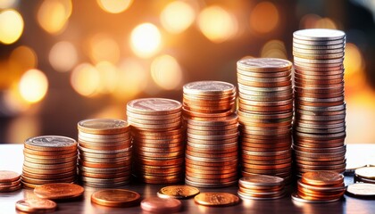 the stacks of financial coins