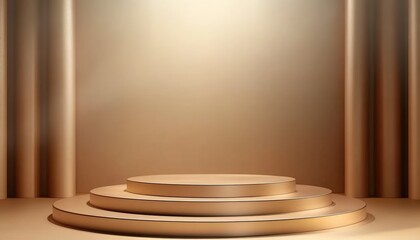 A podium in the center of an empty room, illuminated by soft lighting, symbolizing a sense of tiredness and minimalist graphic design.