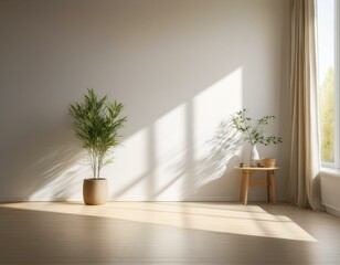 bright minimalist interior with soft shadows and natural light