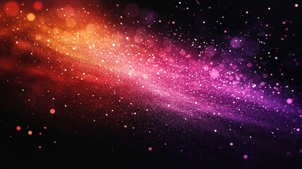 Naklejka premium A vibrant, grainy dark purple, orange, and black gradient background with glowing pink and magenta highlights, evoking a sense of chaos, retro energy, and colorful texture with noise elements