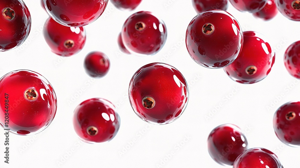 Poster glossy cranberry berries with precise clipping path isolated background