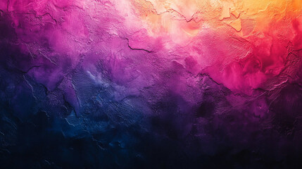 A vibrant, grainy dark purple, orange, and black gradient background with glowing pink and magenta highlights, evoking a sense of chaos, retro energy, and colorful texture with noise elements


