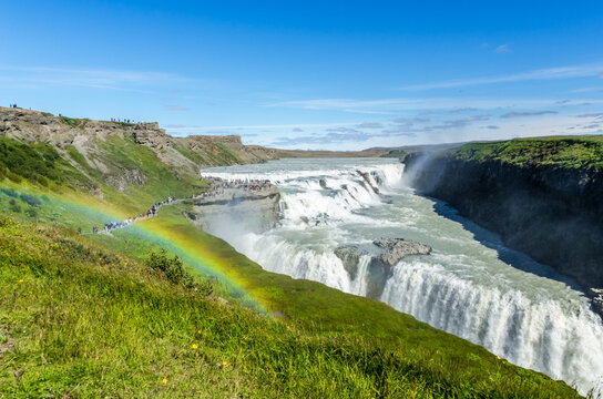 The famous Gullfoss waterfall is one of the most visited tourist attractions in Iceland and it is part of the Golden Circle
