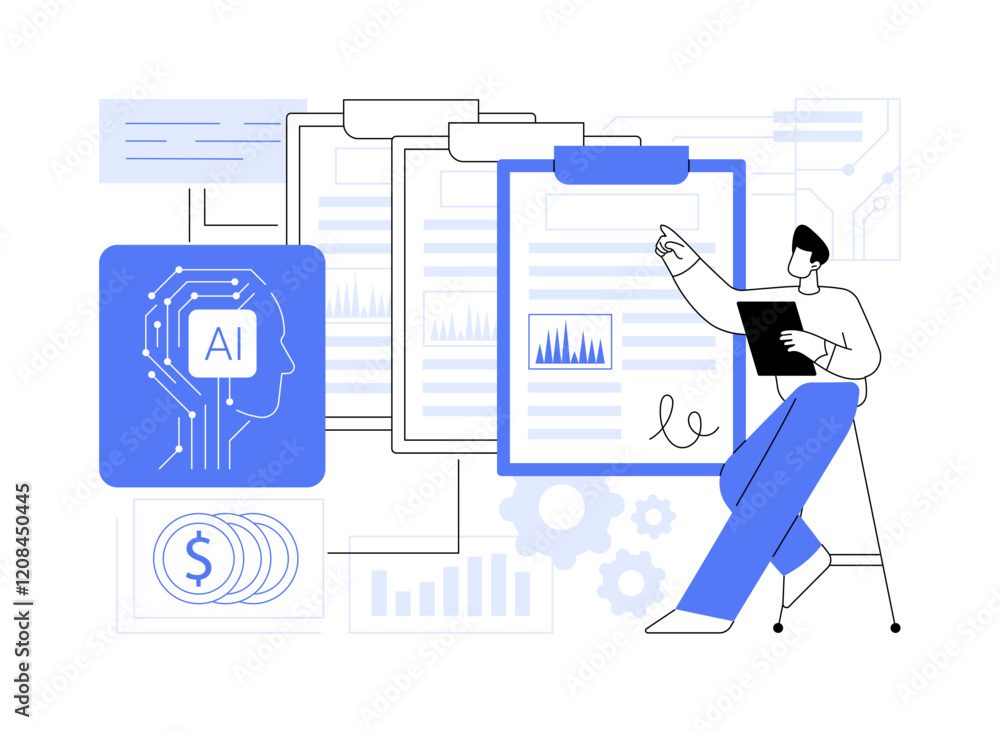 Poster ai-optimized quote and proposal management abstract concept vector illustration.
