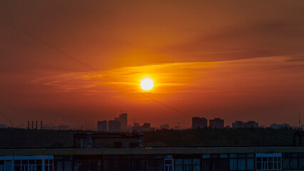 Russia. Moscow. Sunrise over Bitsa in late September
