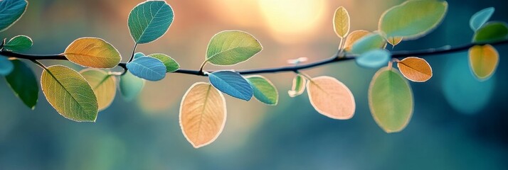Sunlit Beauty Of Pastel Colored Leaves On The Branch. Natural Spring Or Summer Wallpaper
