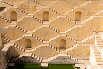 Pattern of stairs in one of the stepwells of Jaipur, Rajasthan, India