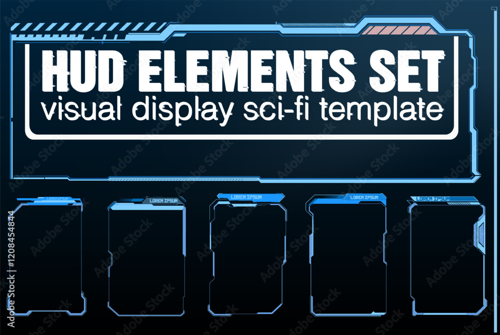 Poster visual display sci-fi template featuring hud elements set for futuristic projects