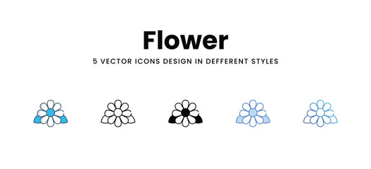 Flower icons in different style vector stock illustration