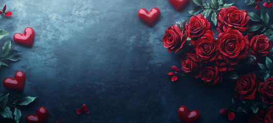 valentines day background with rose and red roses