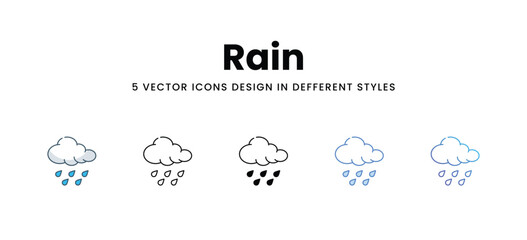 Rain icons in different style vector stock illustration