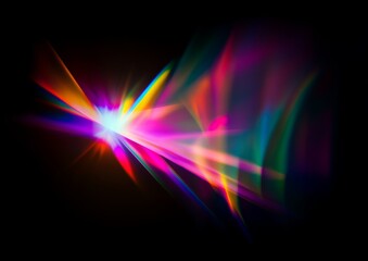 Vibrant light streaks explode across a dark background, creating a mesmerizing display of color and energy.