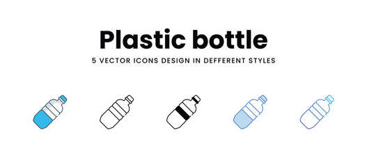 Plastic bottle icons in different style vector stock illustration